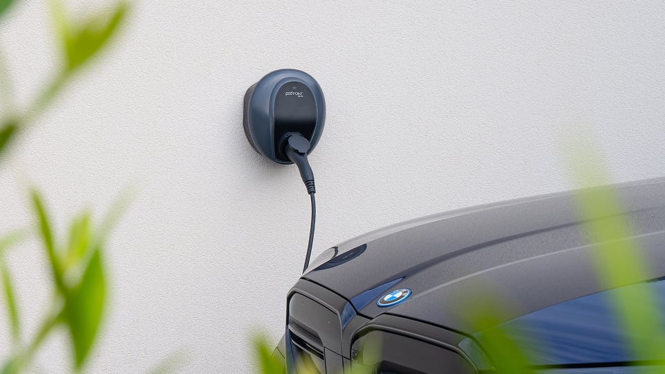 Close up view of BMW vehicle charging