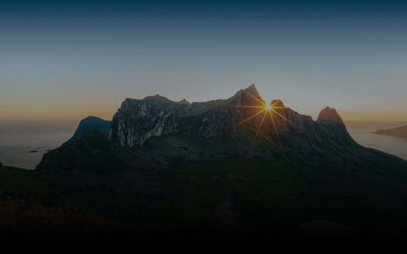 Mountainous landscape with sunset