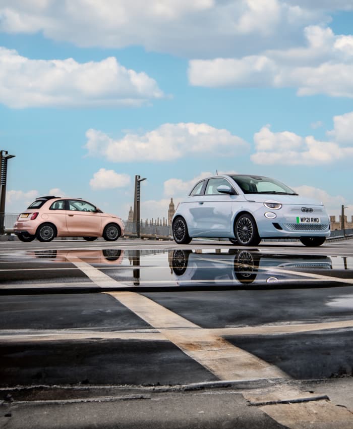 2024 Fiat 500s in Glacier Blue and Rose Gold