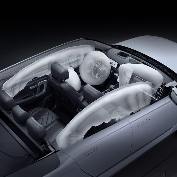 Illustration of all the airbags in the Jaecoo J7