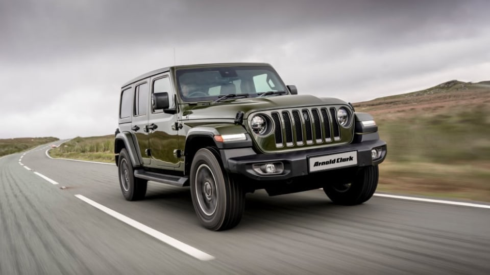 Front angled view of Jeep Wrangler