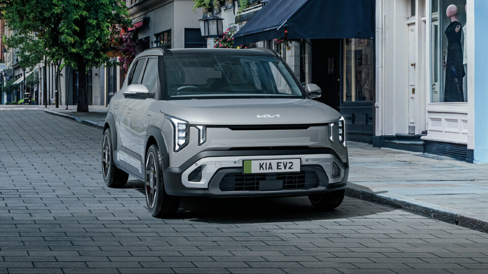 Kia EV2 on city street