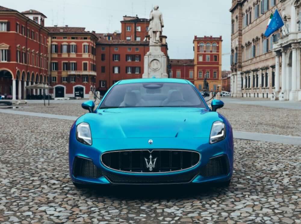 Front view of Maserati vehicle parked outside old town sqaure