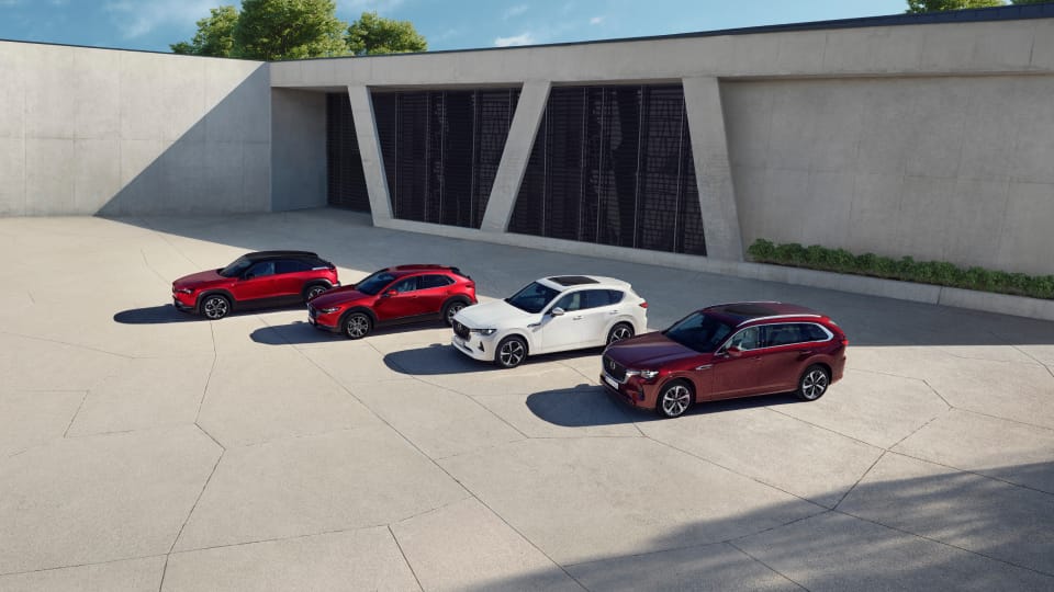 Silhouette of Mazda6e in a studio environment
