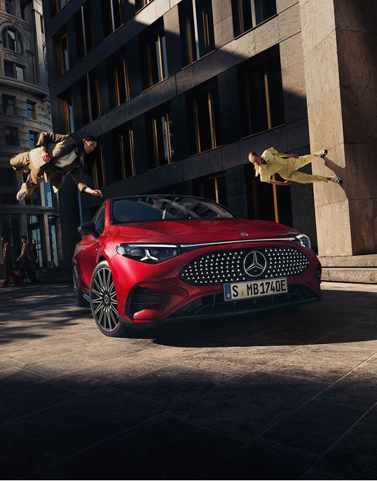 Front angled view of Mercedes Benz CLA