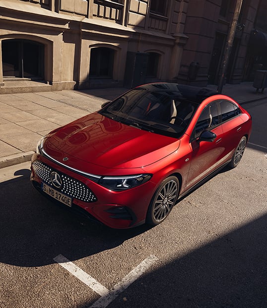 Front angled view of Mercedes Benz CLA