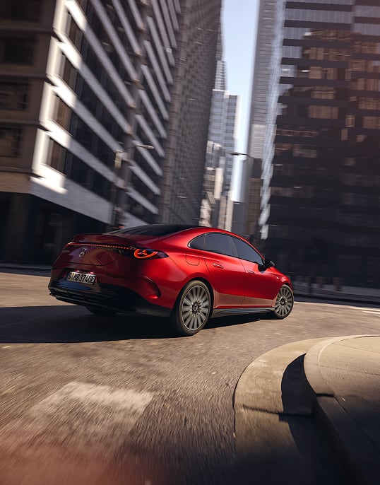 Rear angled view of Mercedes Benz CLA