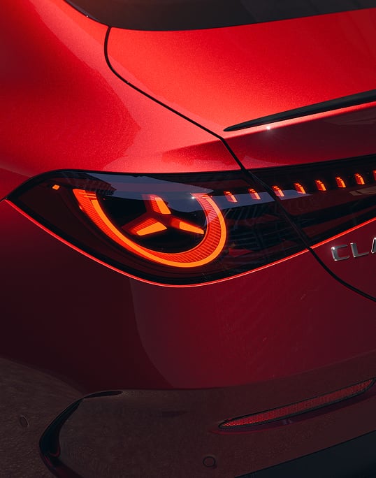 Close up view of Mercedes Benz CLA rear lights
