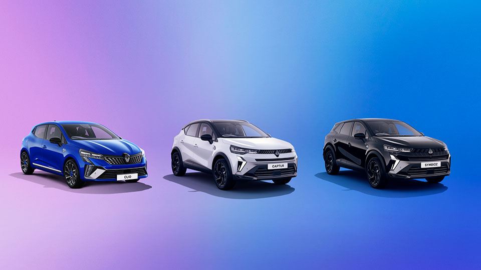Angled view of Renault vehicles against a gradient background