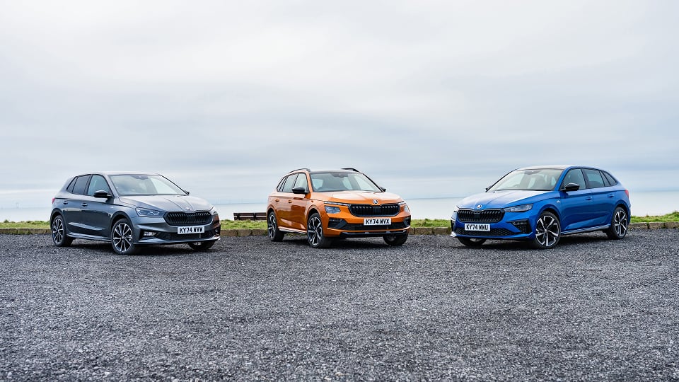 Front angled view of Skoda vehicles