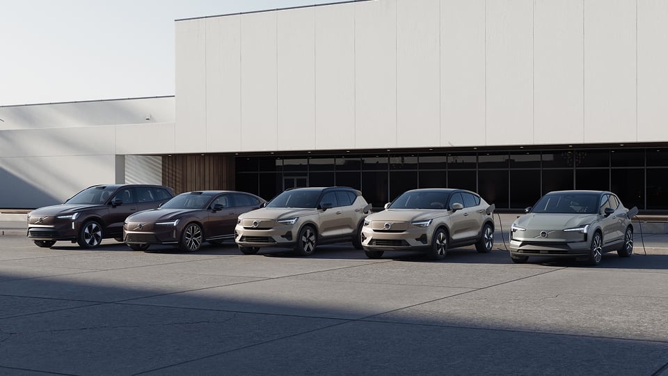 Front angled view of Volvo range vehicles